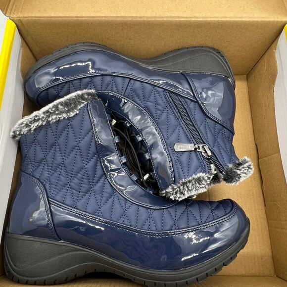 Khombu Waterproof Winter Ankle Snow Boots Size 8.5 Blue Navy - Picture 1 of 11